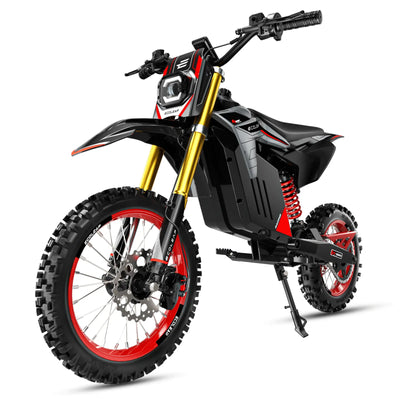 Conqueror X Class 2 Off-Road Only Electric Dirt Bike - Red/Black Front View