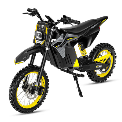 Conqueror X Class 2 Off-Road Only Electric Dirt Bike - Yellow Full Front View