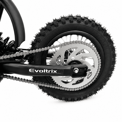 Evoltrix MAX-60 rear wheel and drivetrain detail